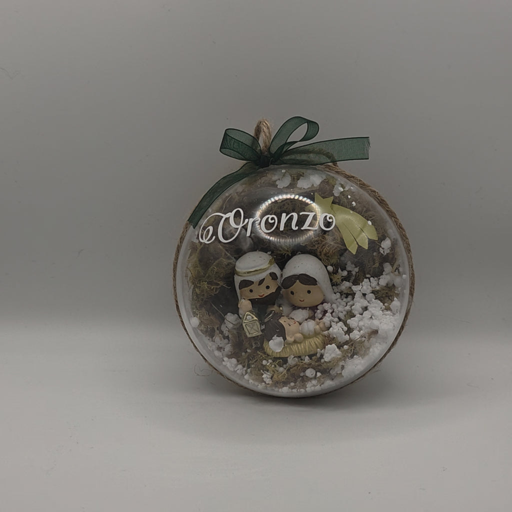 Pallina di Natale con Presepe – Personalizzabile con Nome, Fatta a Mano