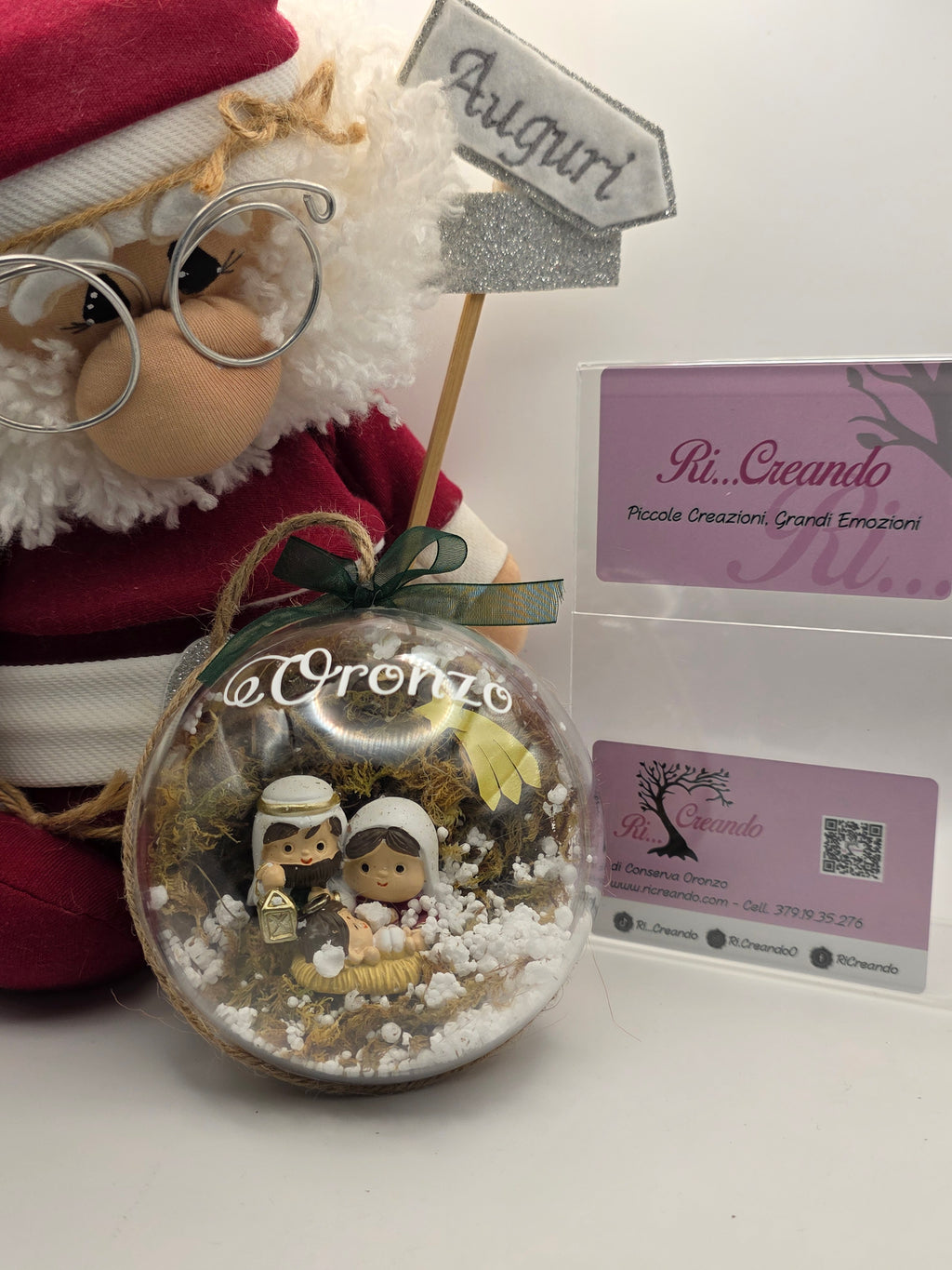 Pallina di Natale con Presepe – Personalizzabile con Nome, Fatta a Mano