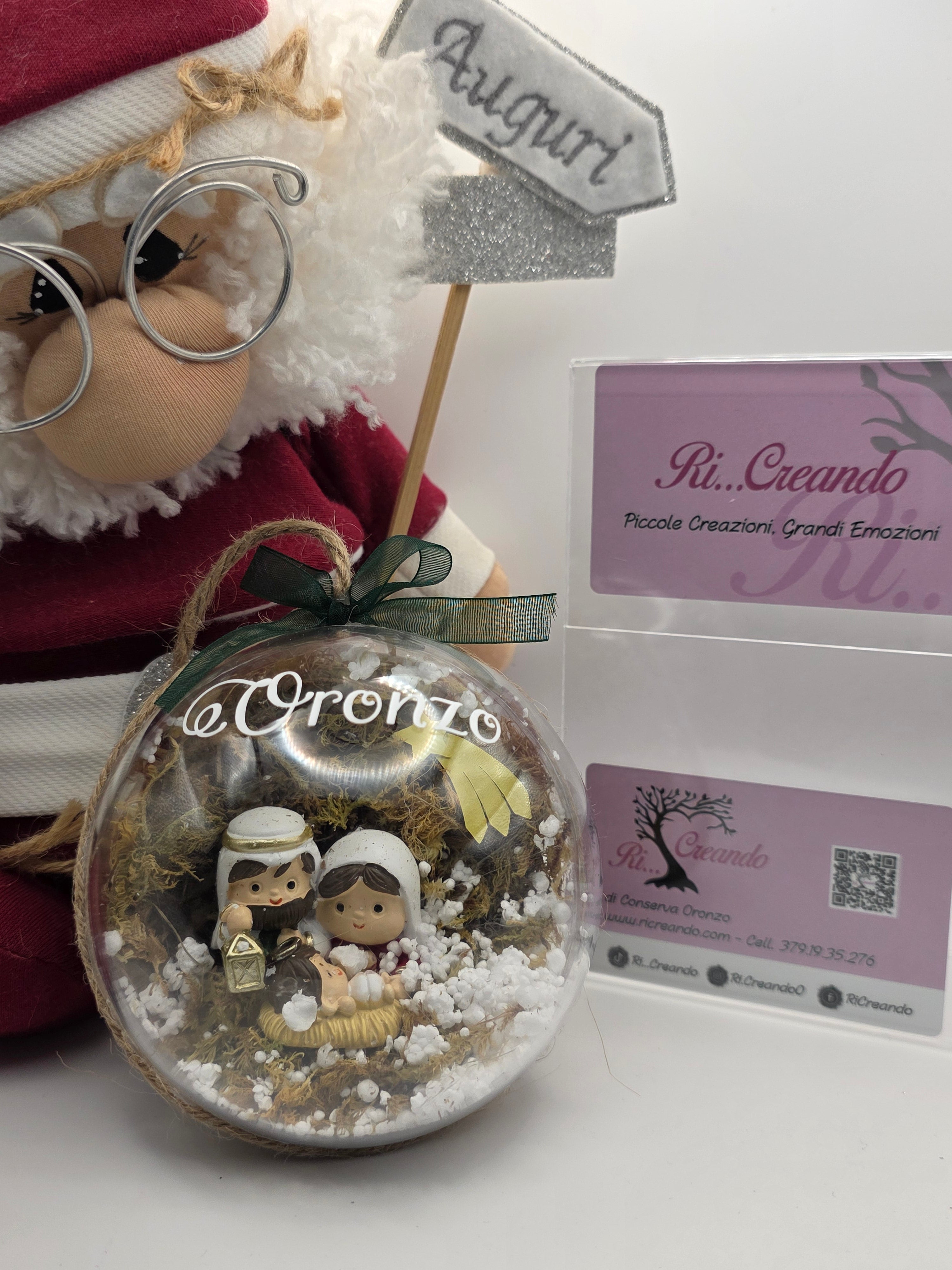 Pallina di Natale con Presepe – Personalizzabile con Nome, Fatta a Mano